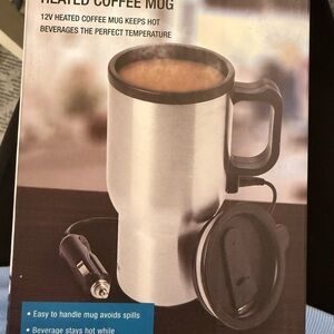 Brookstone Silver Heated Mug with Lid